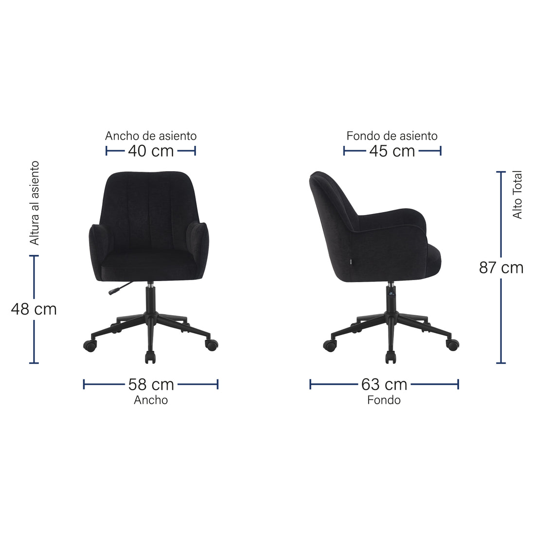 Silla de Oficina Amsterdam Medidas
