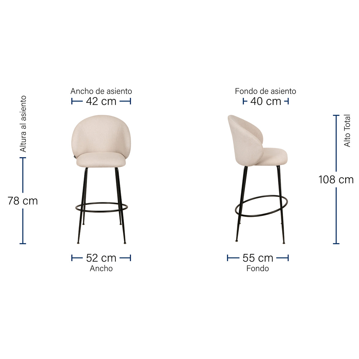 Banco alto de poliester Capri