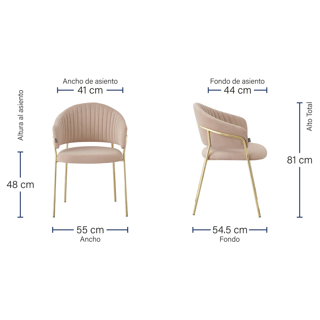 Silla Bilbao Taupe Medidas