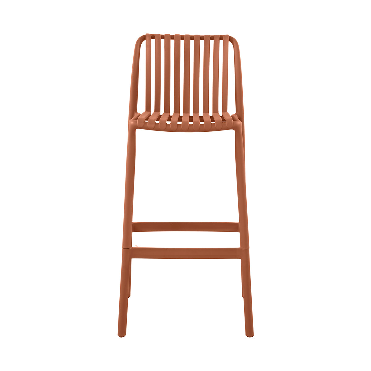 Banco Alto Exterior Menorca Naranja Fondo Blanco Vista Frontal