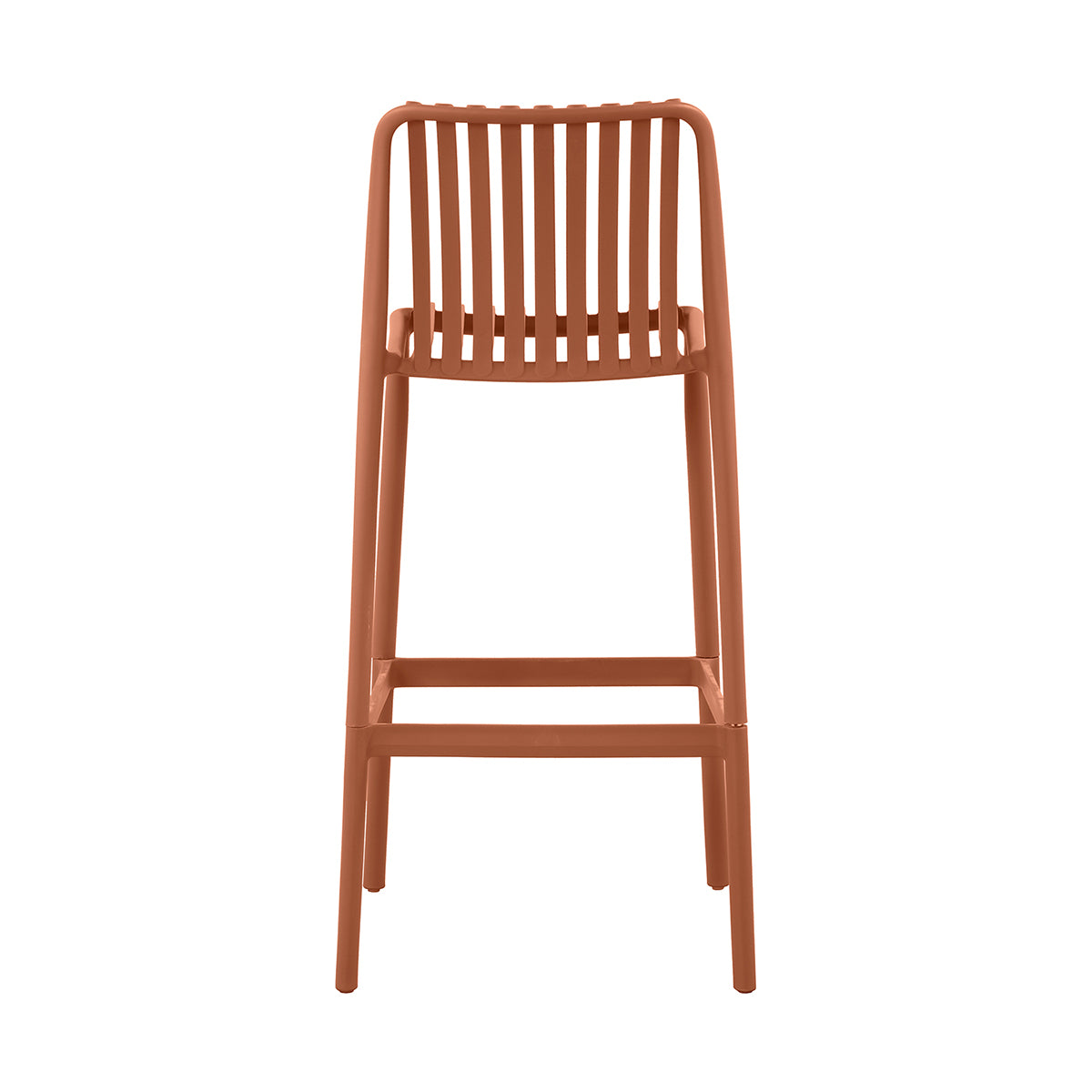 Banco Alto Exterior Menorca Naranja Fondo Blanco Vista Trasera