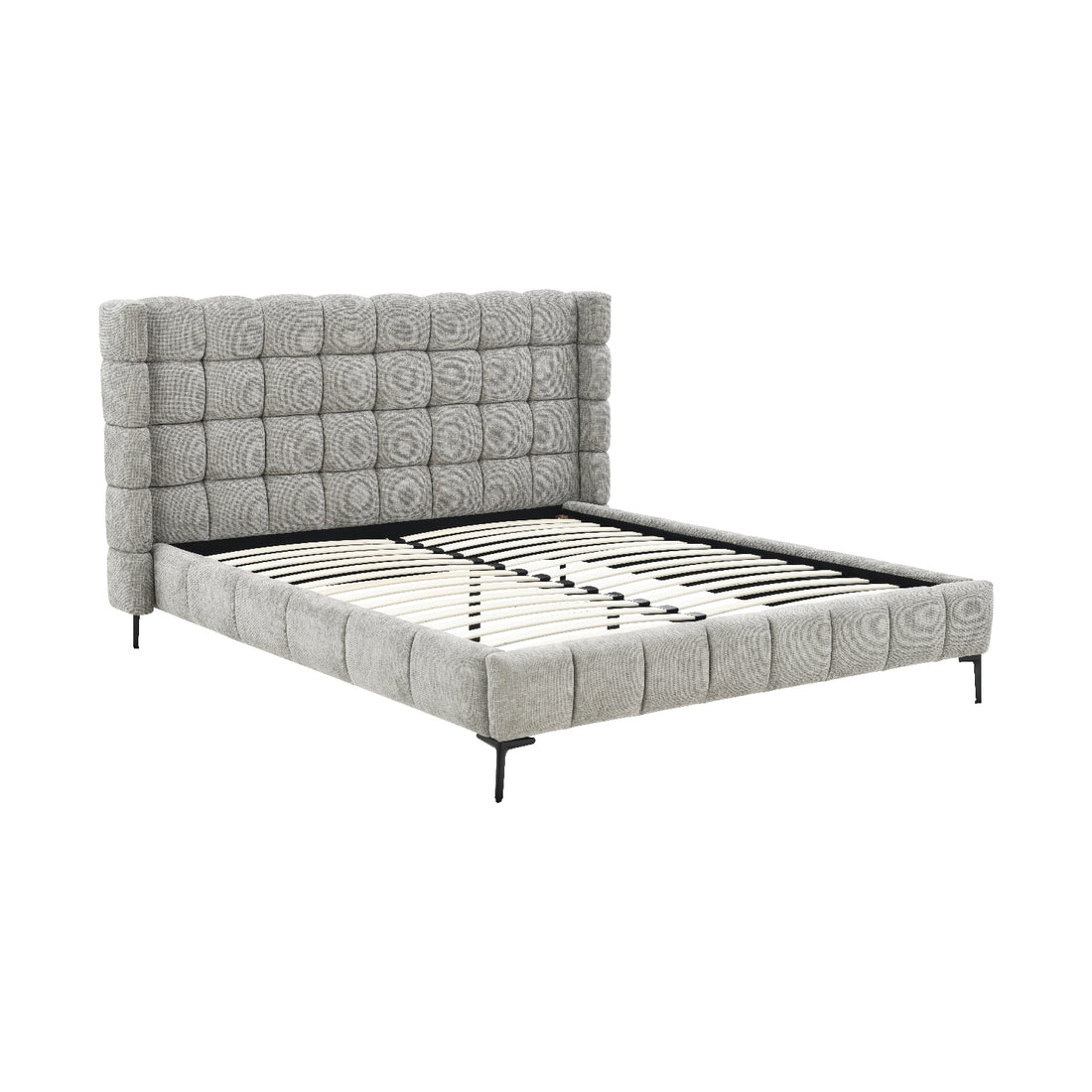Cama Toledo Queen Gris Vista en Perspectiva