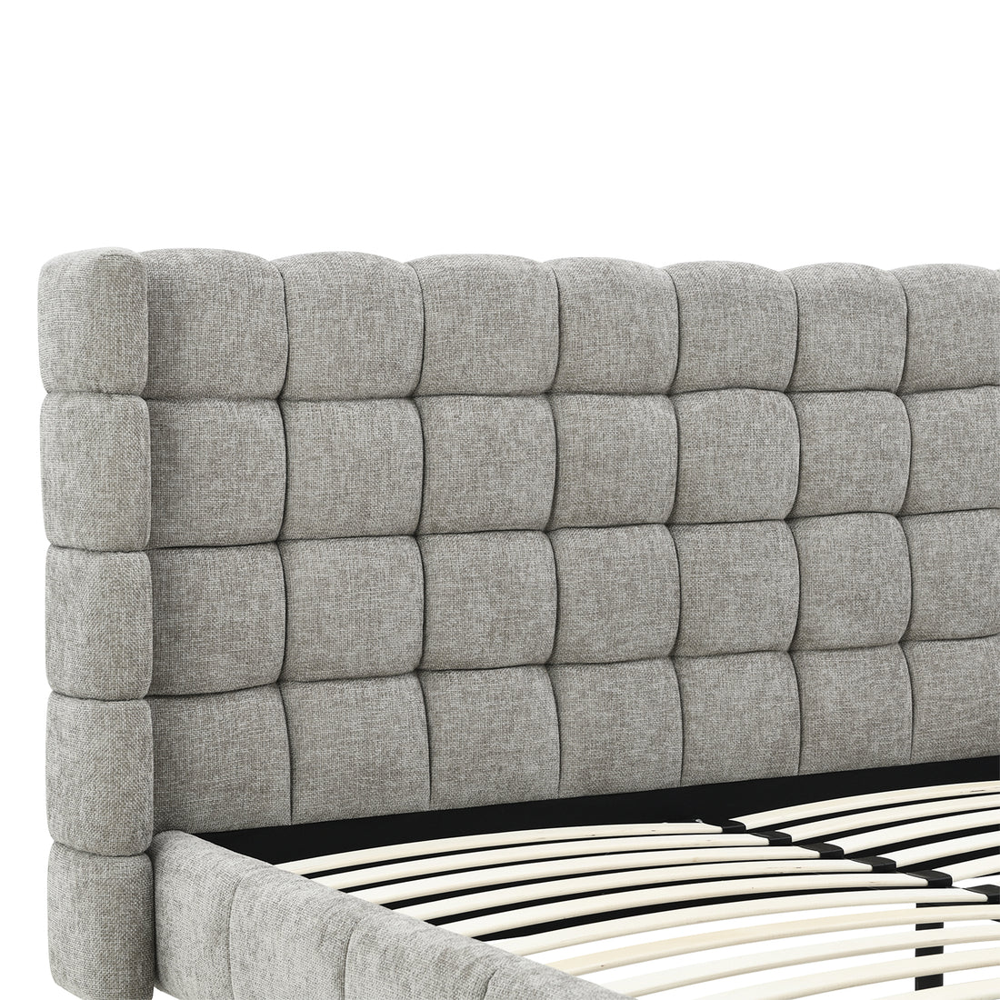 Cama Toledo Queen Gris Vista de Detalle de la Cabecera