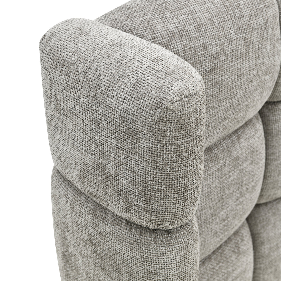 Cama Toledo Queen Gris Vista de Detalle de la Parte Superior de la Cabecera