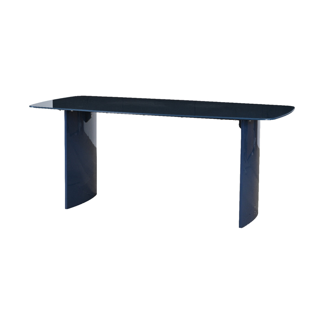 Mesa de Comedor Cali Azul Vista en perspectiva con fondo blanco