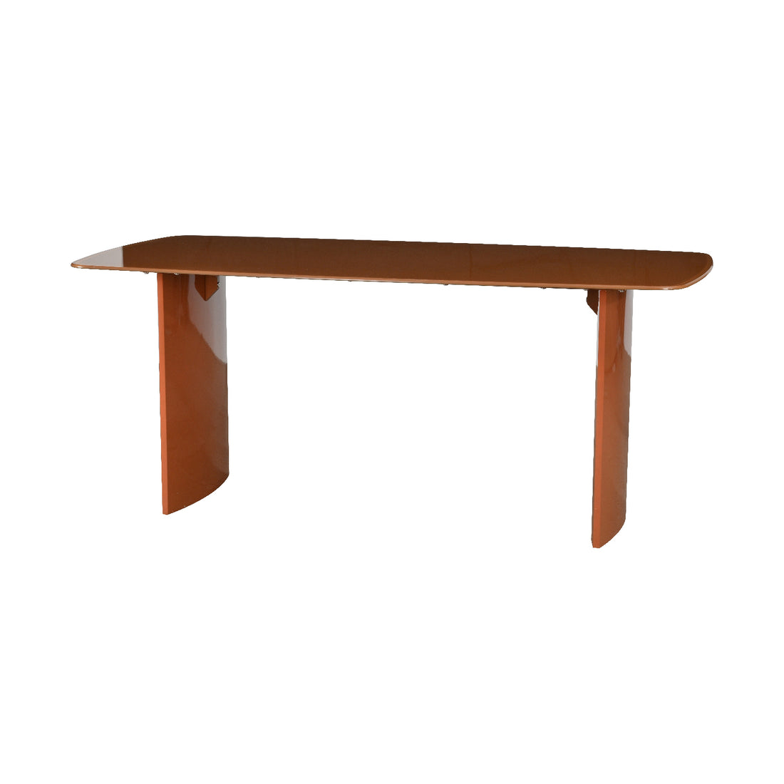 Mesa de Comedor Cali Naranja Vista en Perspectiva con Fondo Blanco