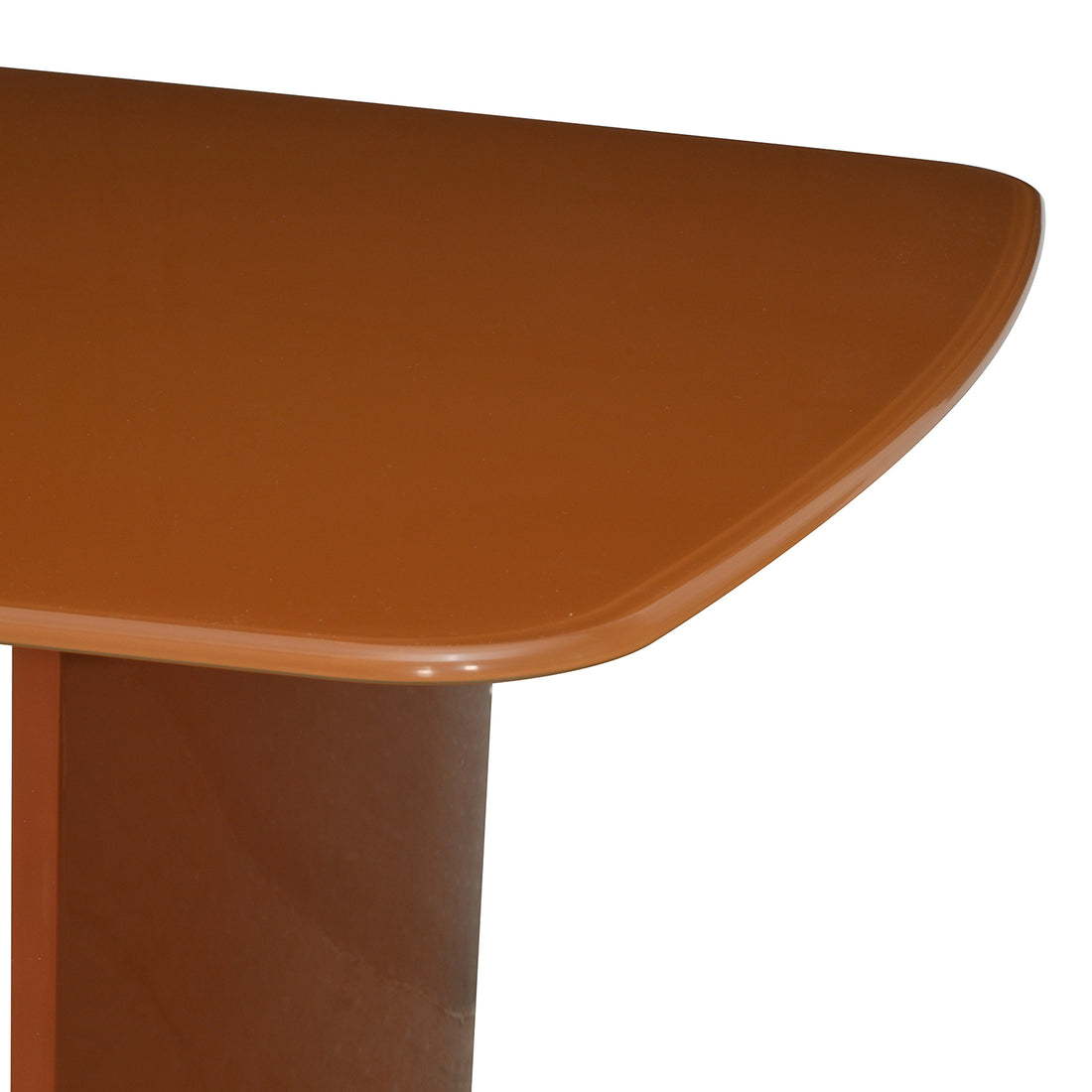 Mesa de Comedor Cali Naranja Vista en detalle de la cubierta con fondo blanco
