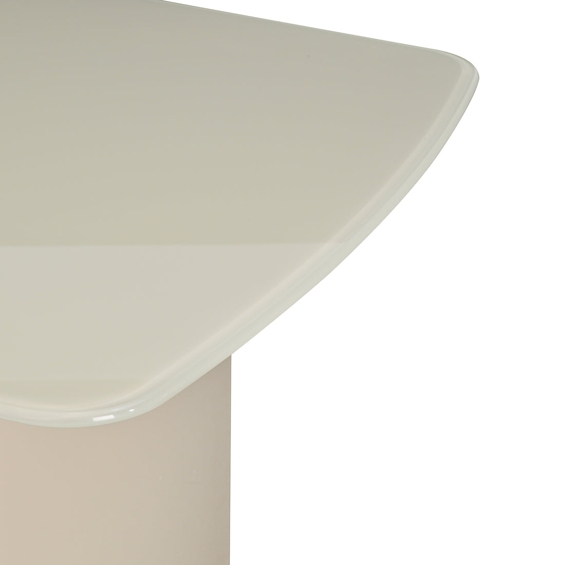 Mesa de Comedor Cali Beige Vista en detalle de la cubierta con la base en fondo blanco