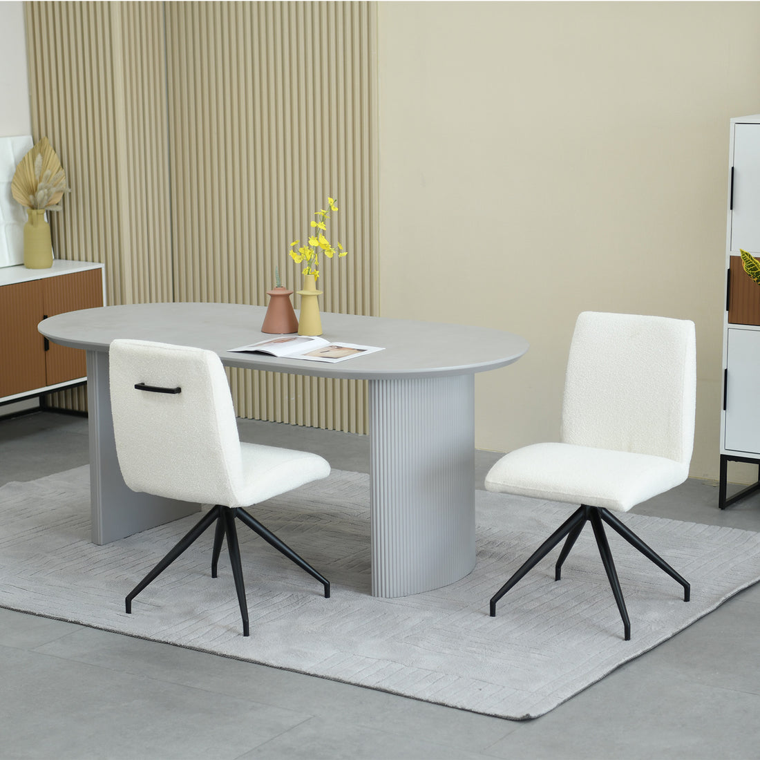 Mesa de Comedor Chipre Gris Vista en Perspectiva
