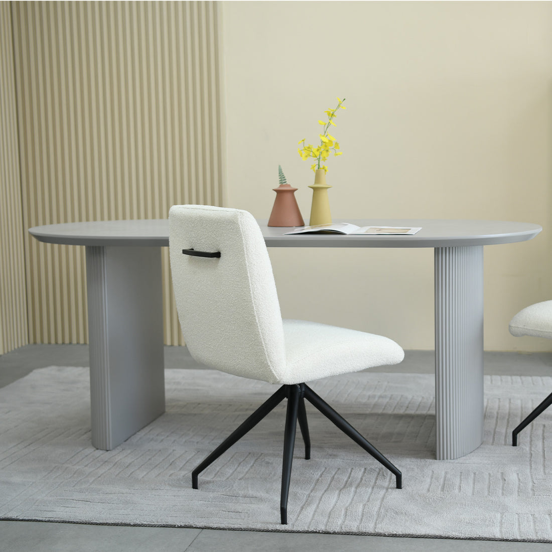 Mesa de Comedor Chipre Gris Vista Lateral