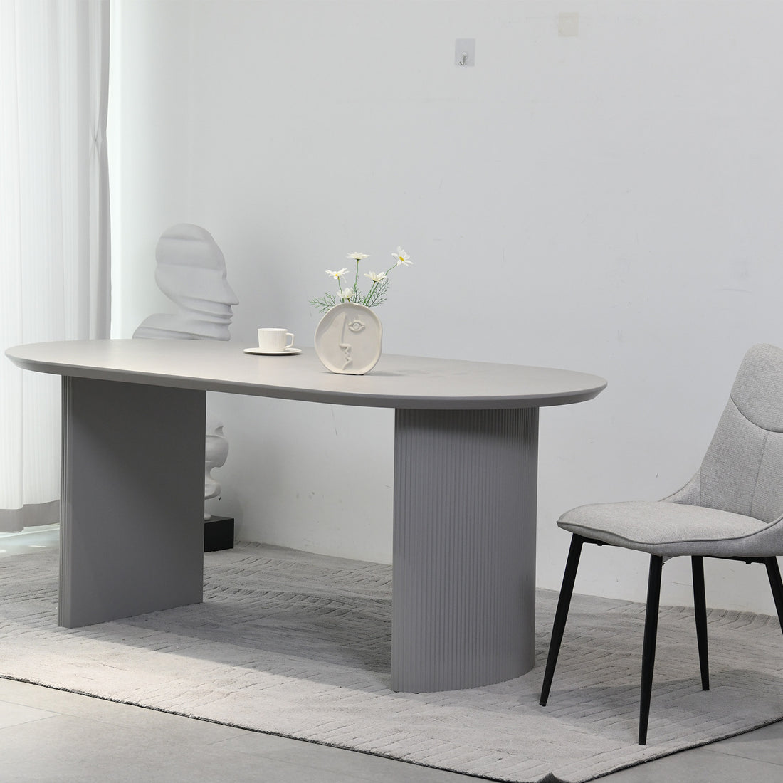 Mesa de Comedor Chipre Gris Vista de Detalle