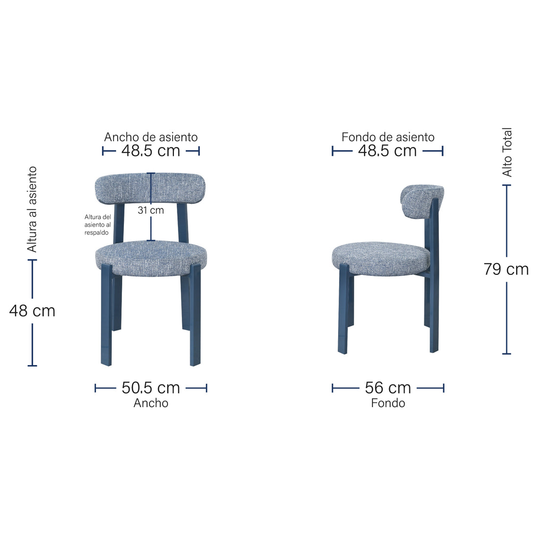 Silla Florida Azul Medidas