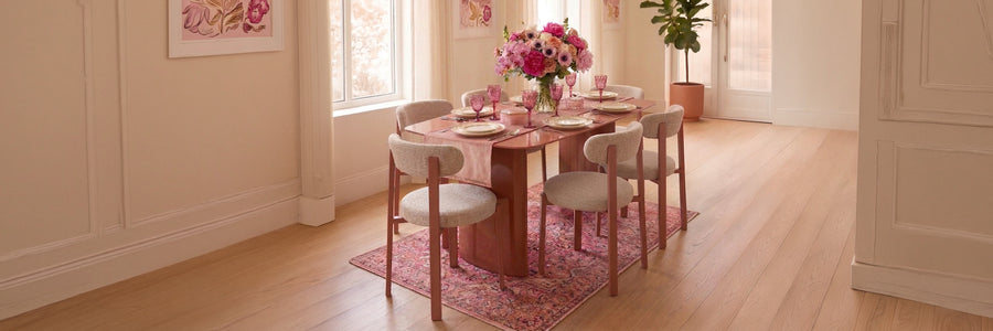 Comedor Cali en Rosa Amanecer, ambientado en un comedor luminoso