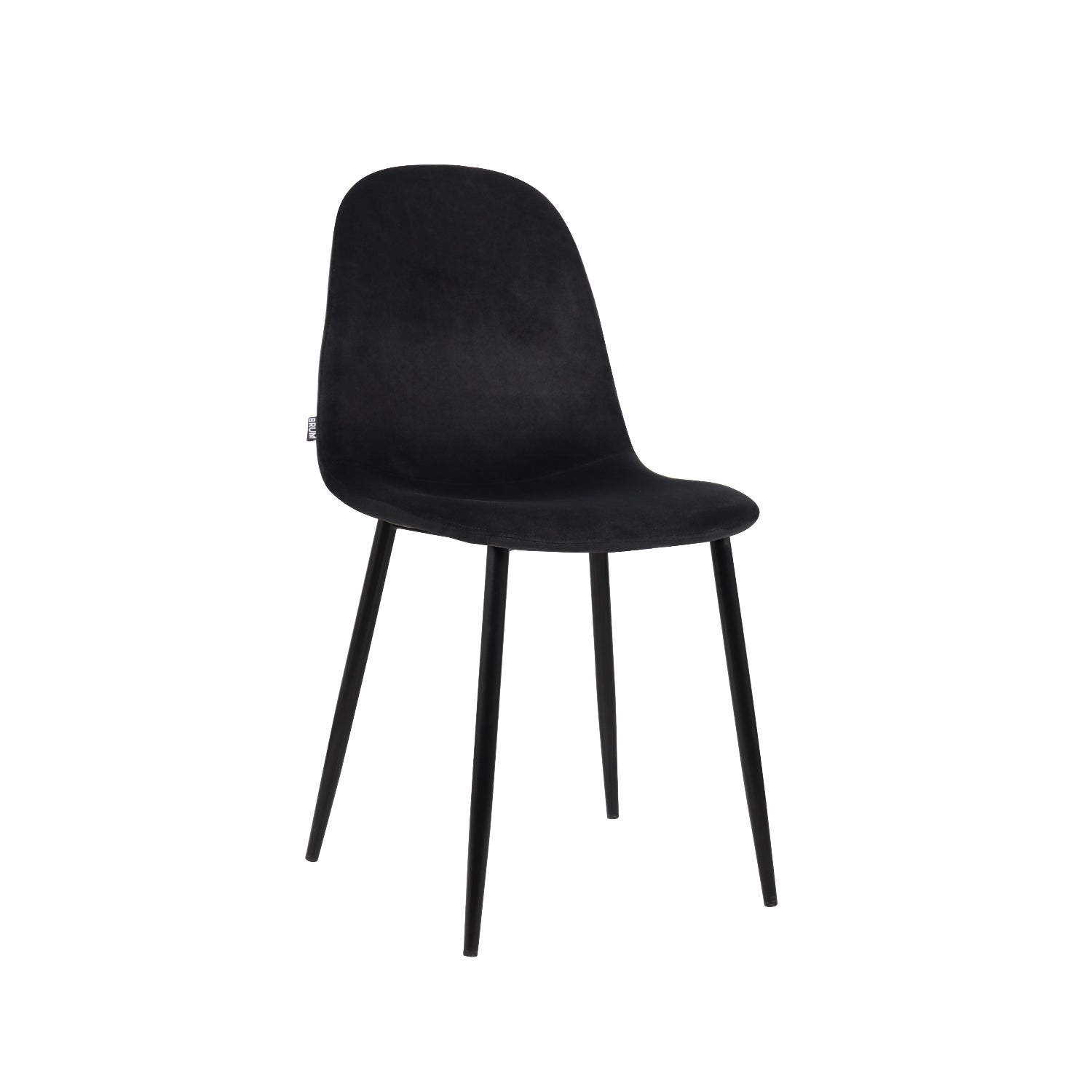 Silla Venecia Velvet Negra Vista en Perspectiva