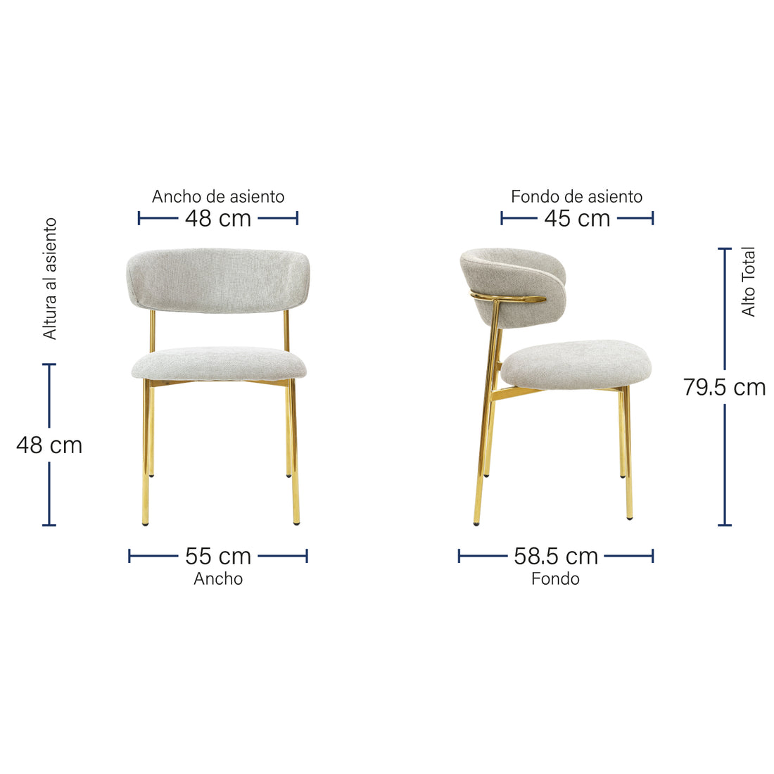 Silla Luxor Gris Medidas