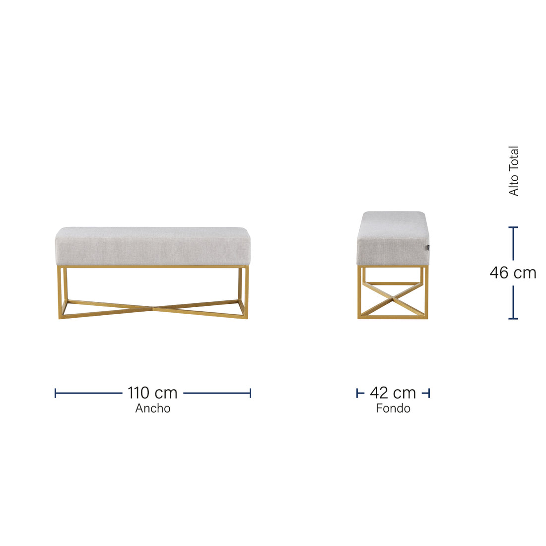 Banca Annecy 110cm Beige Medidas