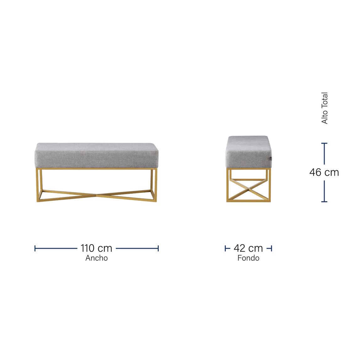 Banca Annecy 110cm Gris Medidas
