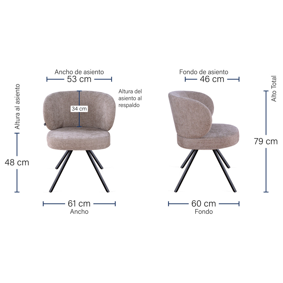 Silla Boreti Café Medidas
