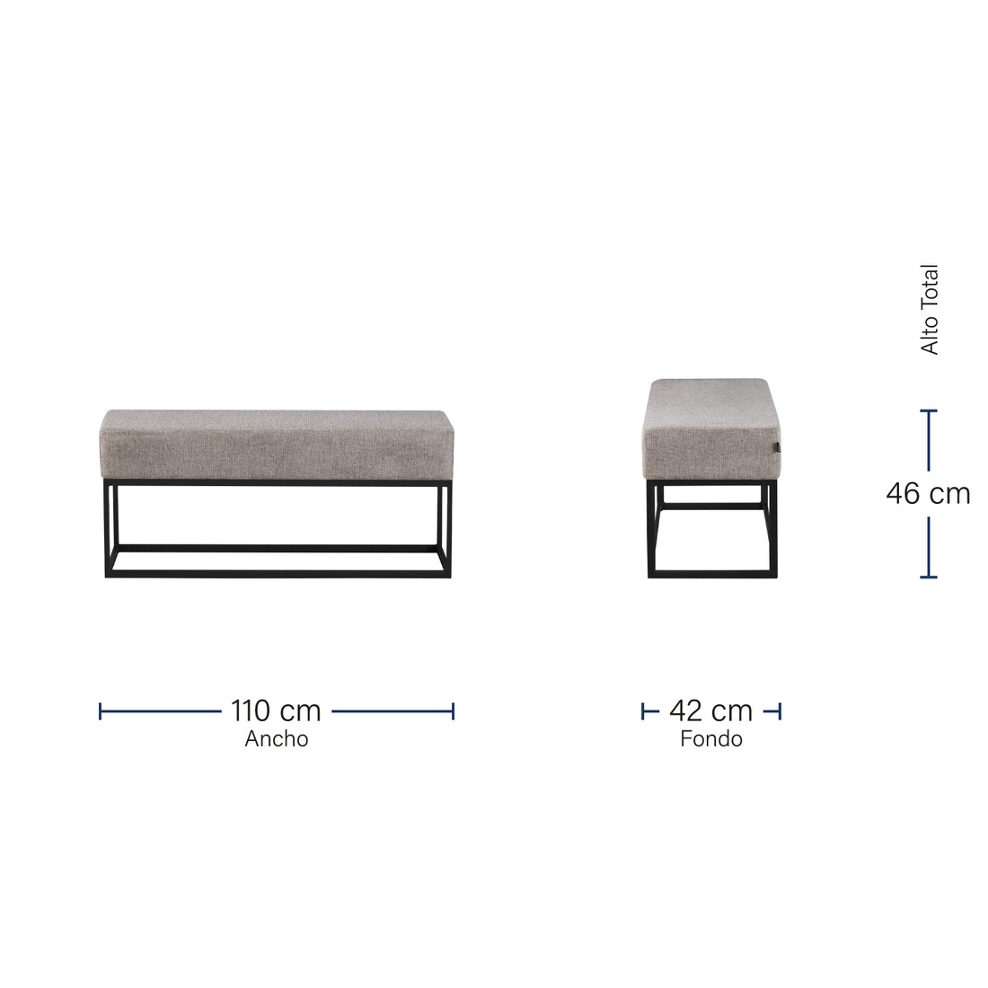 Banca Clermont 110cm Taupe Medidas