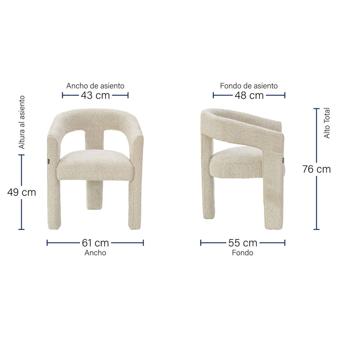 Silla Estambul Beige Medidas