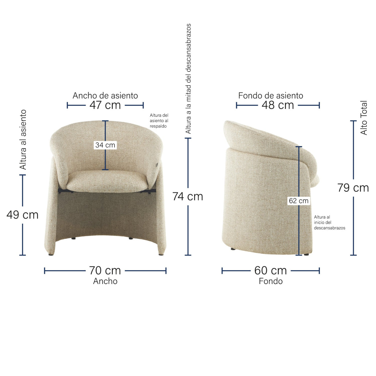 Sillón Jordania Medidas