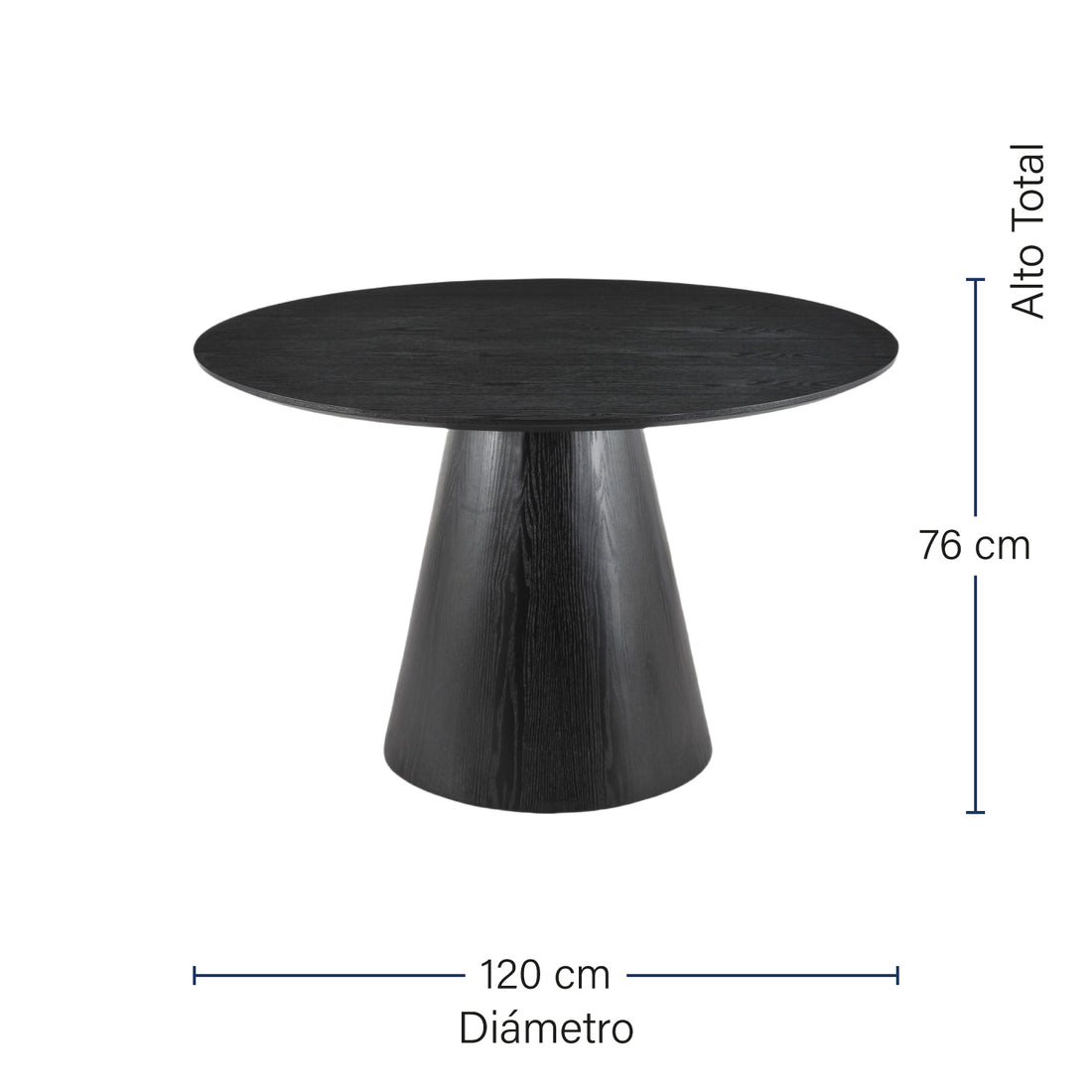 Mesa de Comedor Laredo Negra 120cm Medidas