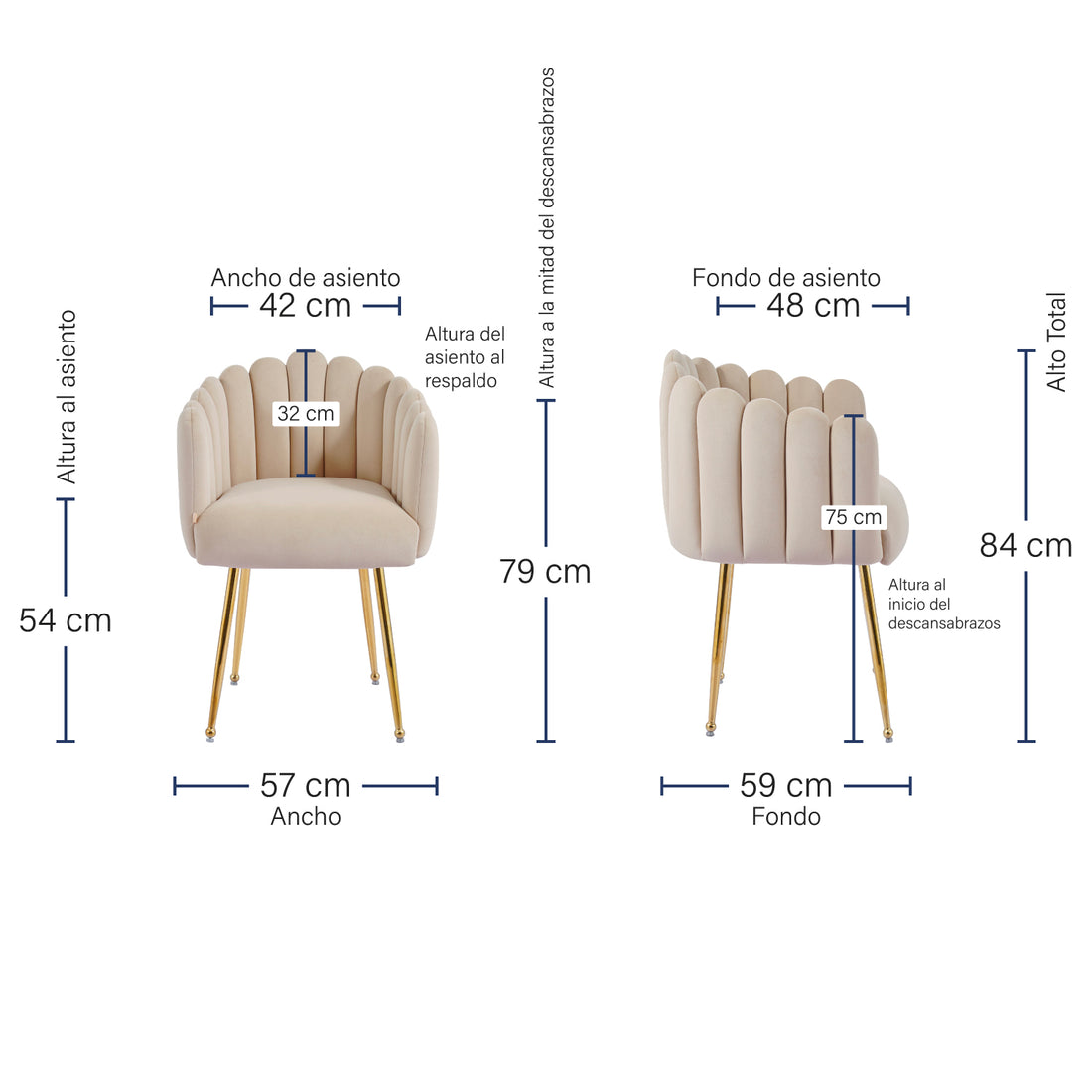 Silla Munich Brum, medidas