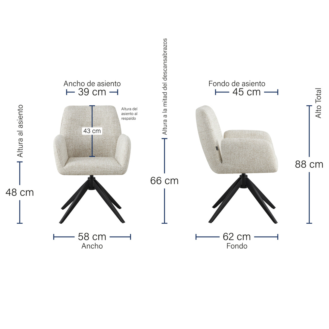 Silla Santiago Beige Medidas