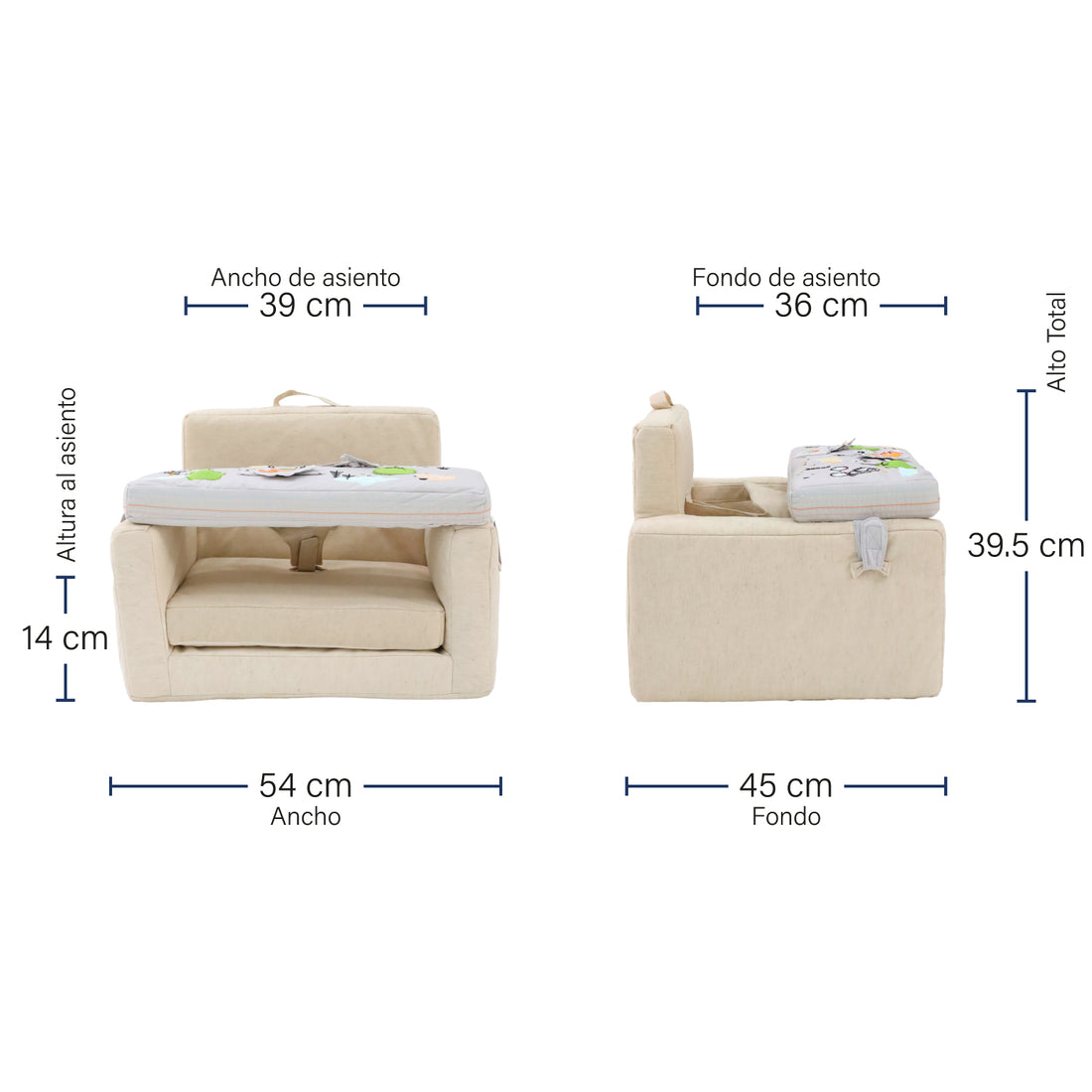 Sofá para Niños Vega Beige Medidas