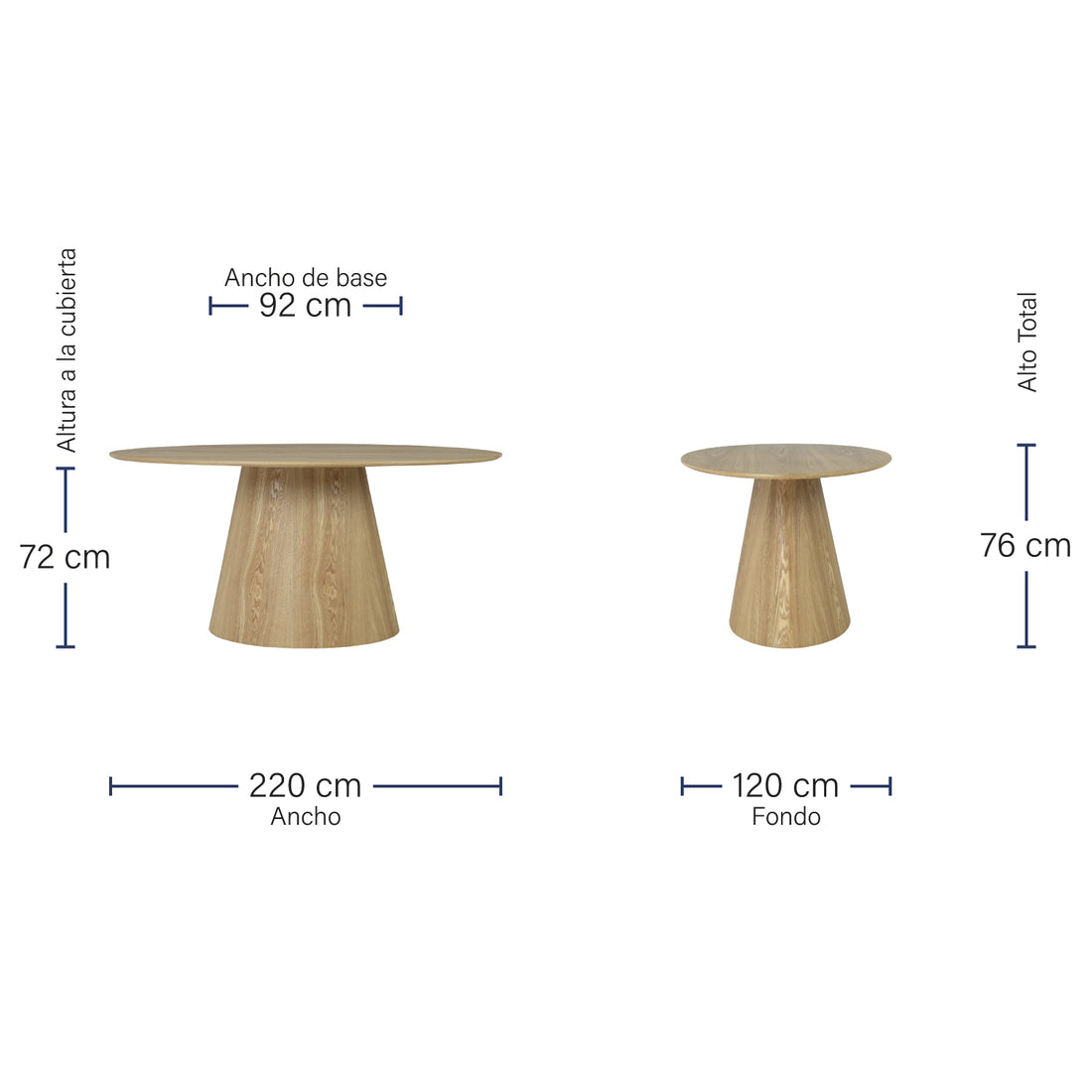 Mesa de Comedor Tokio Natural Medidas