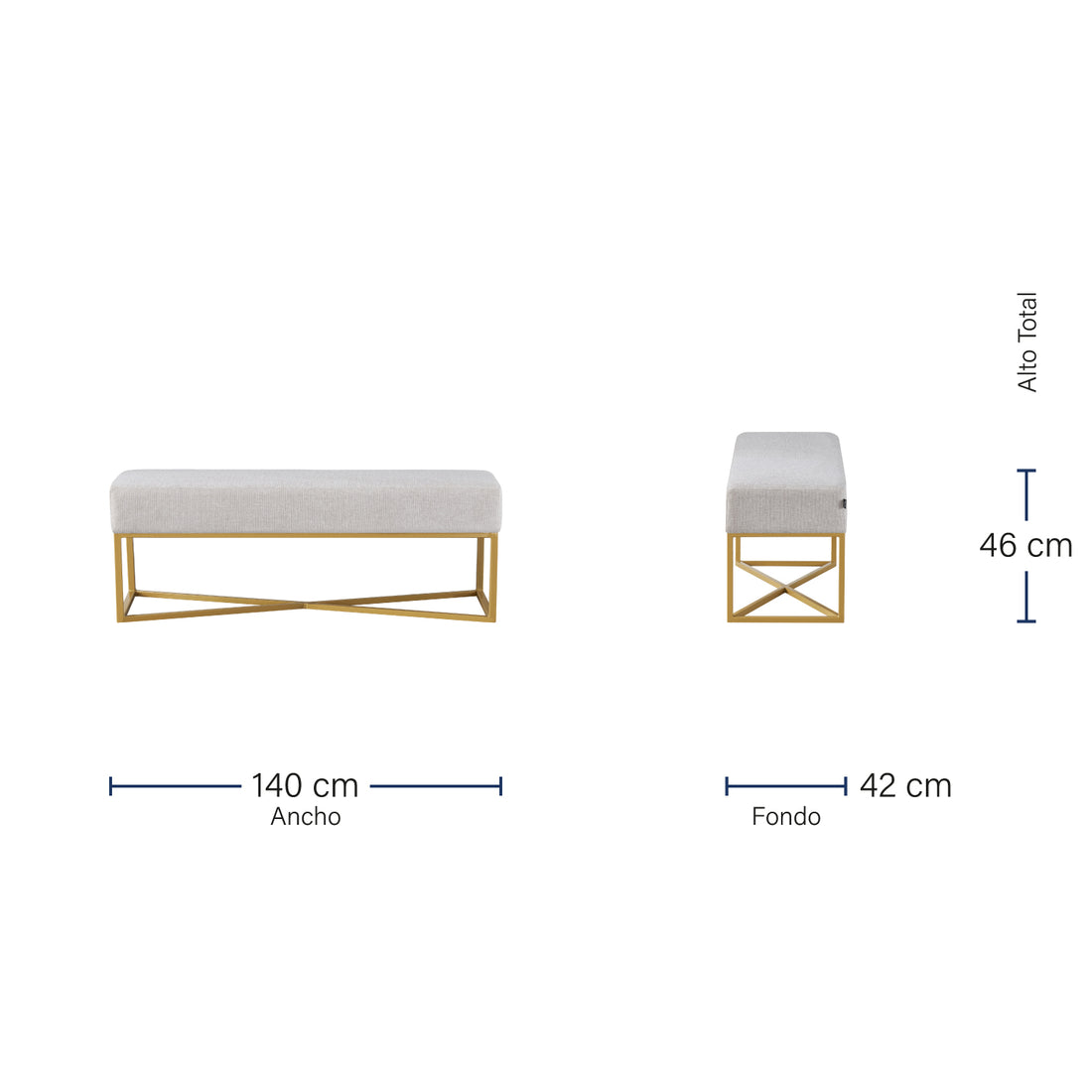 Banca Annecy 140cm Beige Medidas