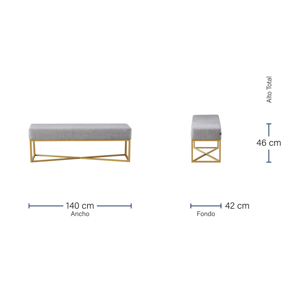 Banca Annecy 140cm Gris Medidas