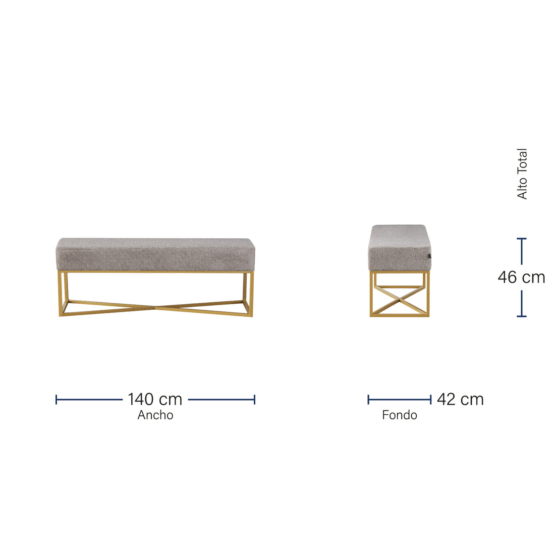 Banca Annecy 140cm Taupe Medidas