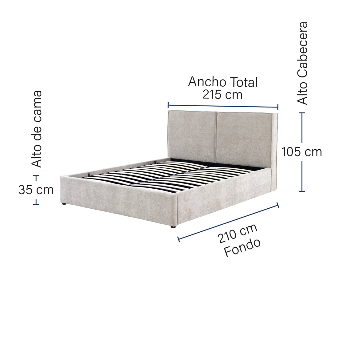 Cama Madrid King Size, medidas