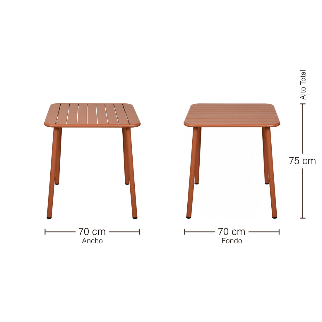 Mesa de Exterior Ibiza Naranja Medidas