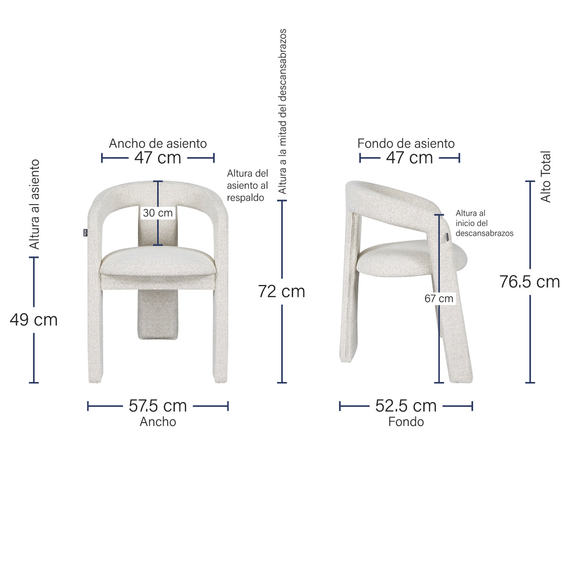 Silla Luca Beige Medidas