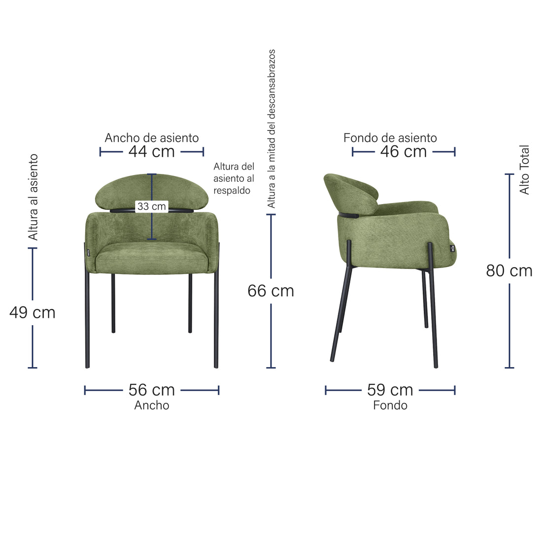 Silla Padua, medidas