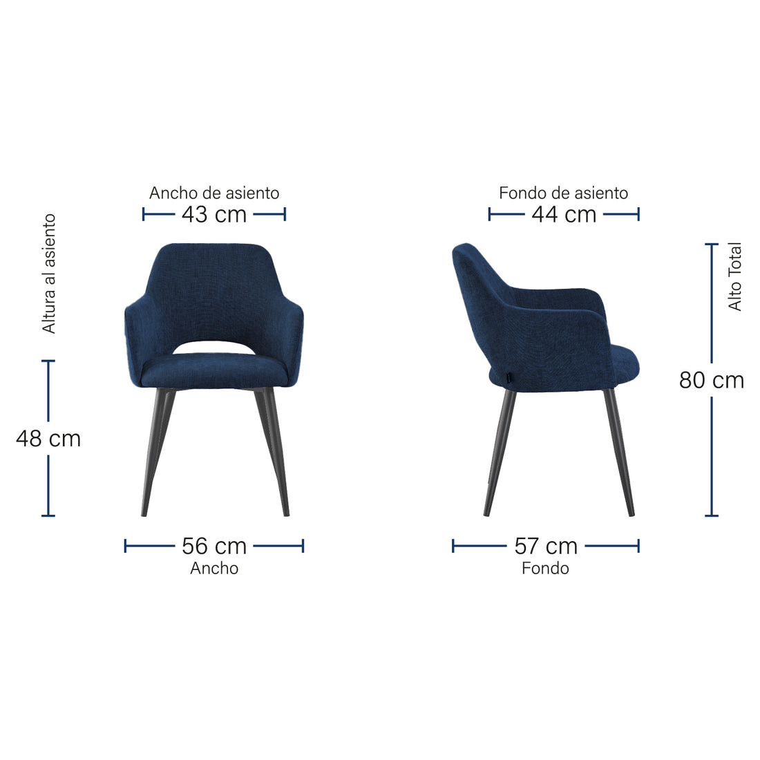 Silla París, medidas