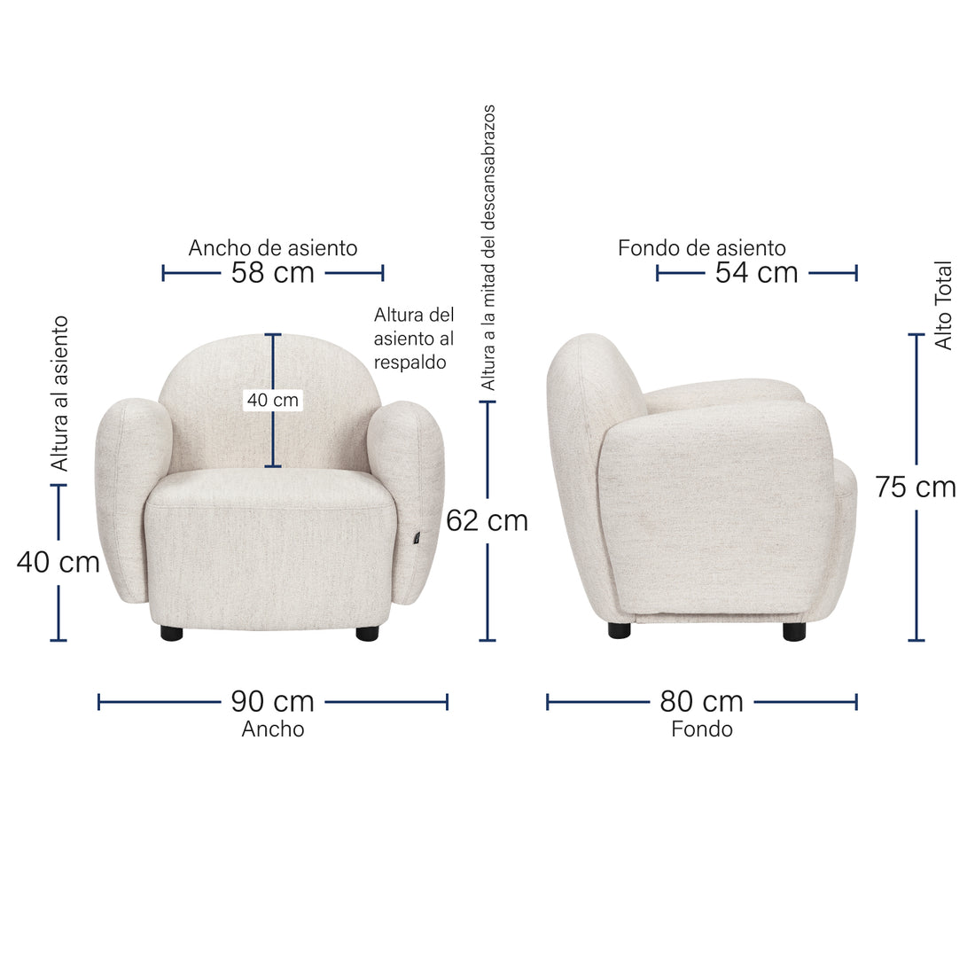Sillón Sidney Medidas