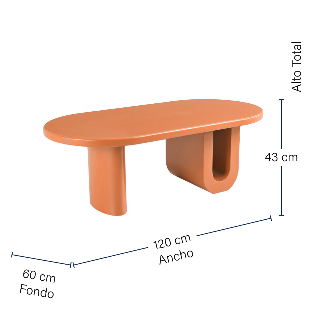 Mesa de Centro Fortaleza Naranja Medidas