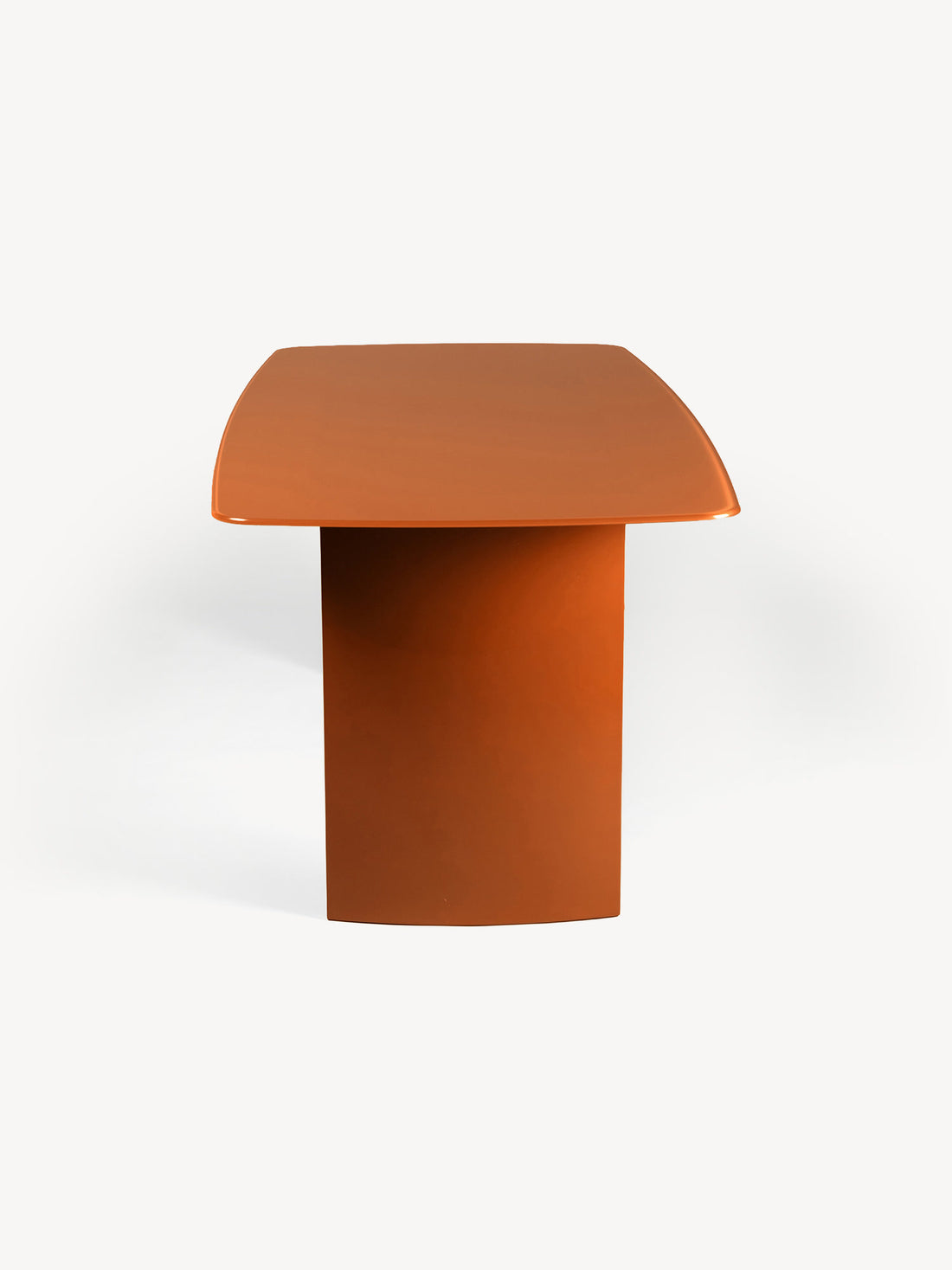 Mesa de comedor Cali naranja, vista lateral