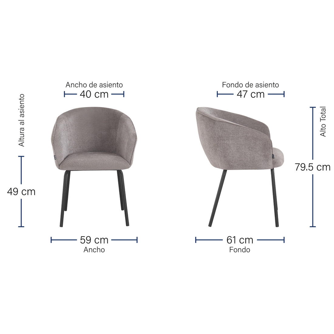 Silla Miami Gris Vista de producto