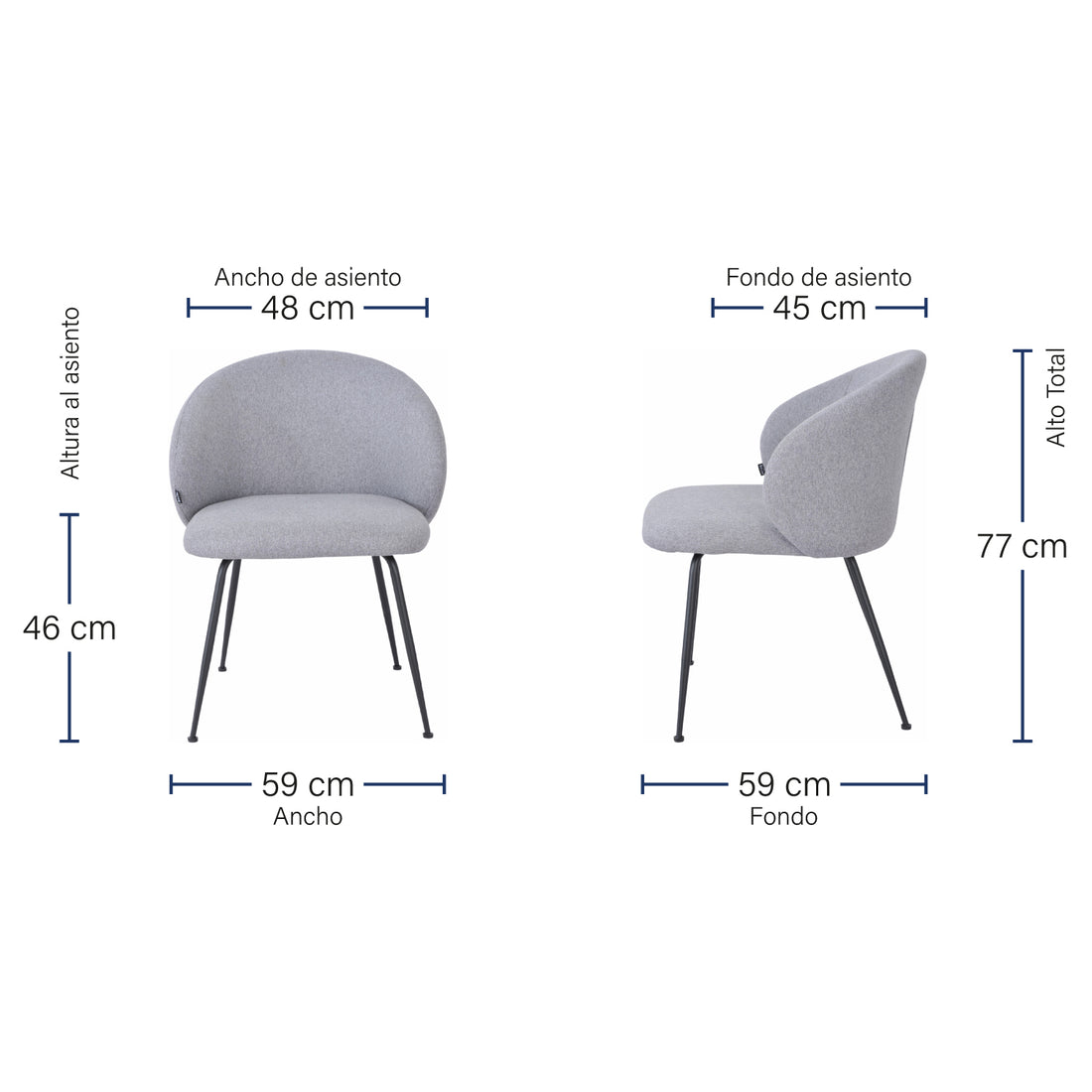Silla Siena Gris Medidas