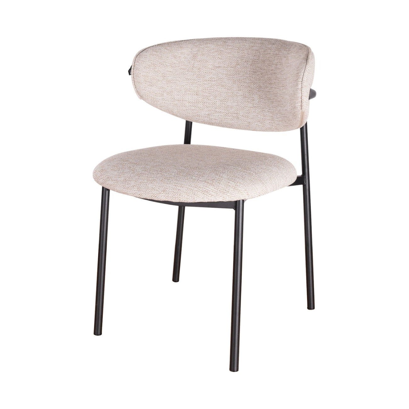 Silla Silicia Beige Pata negra Vista En Perspectiva