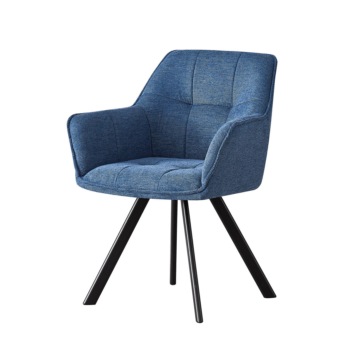 Silla Boston azul fondo blanco vista en perspectiva frontal