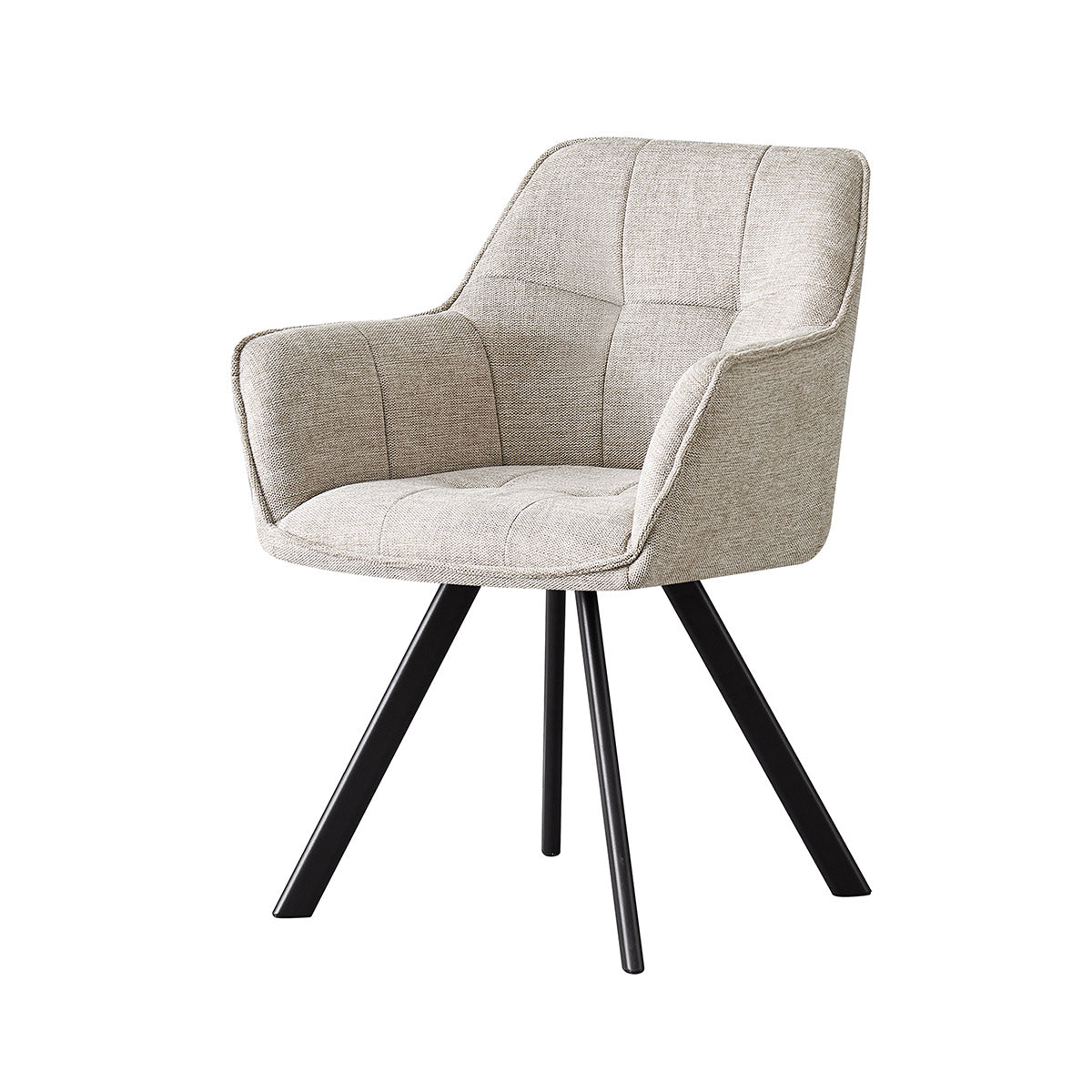 Silla Boston beige fondo blanco vista en perspectiva frontal