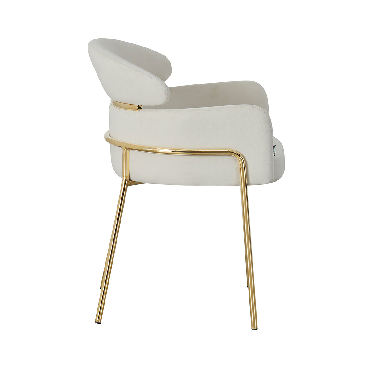 Silla Corey beige fondo blanco vista lateral