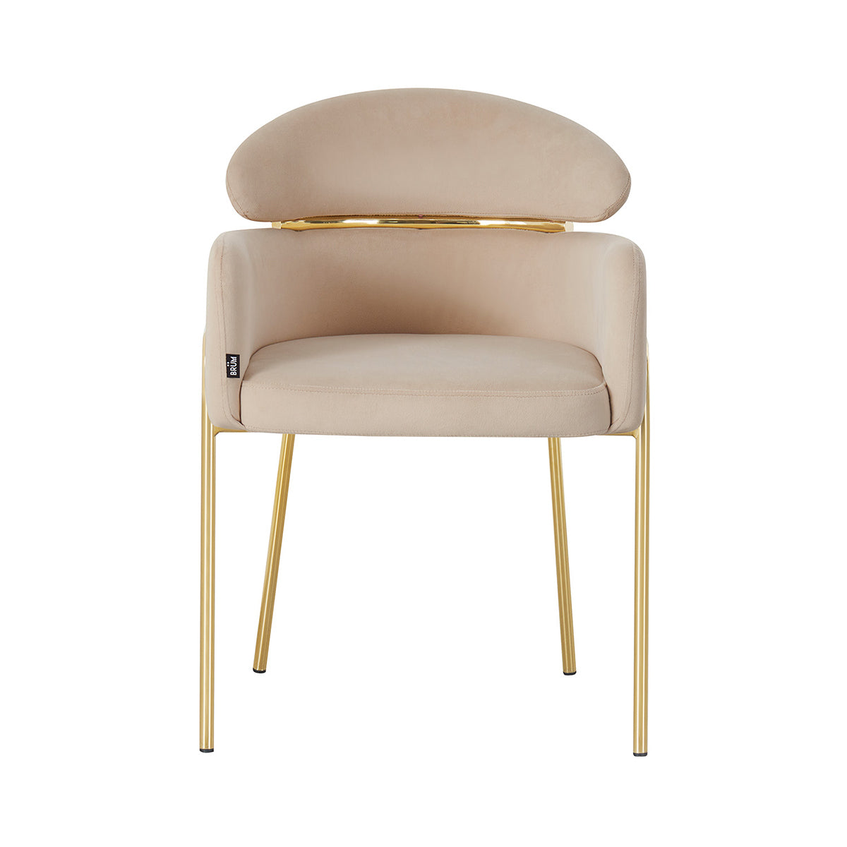 Silla Corey taupé fondo blanco vista frontal