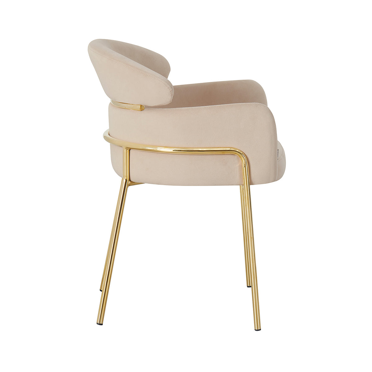 Silla Corey taupé fondo blanco vista lateral