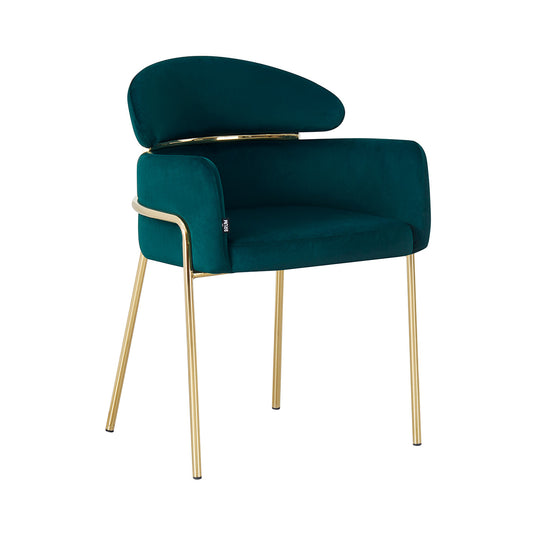 Silla Corey Verde fondo blanco vista en perspectiva frontal